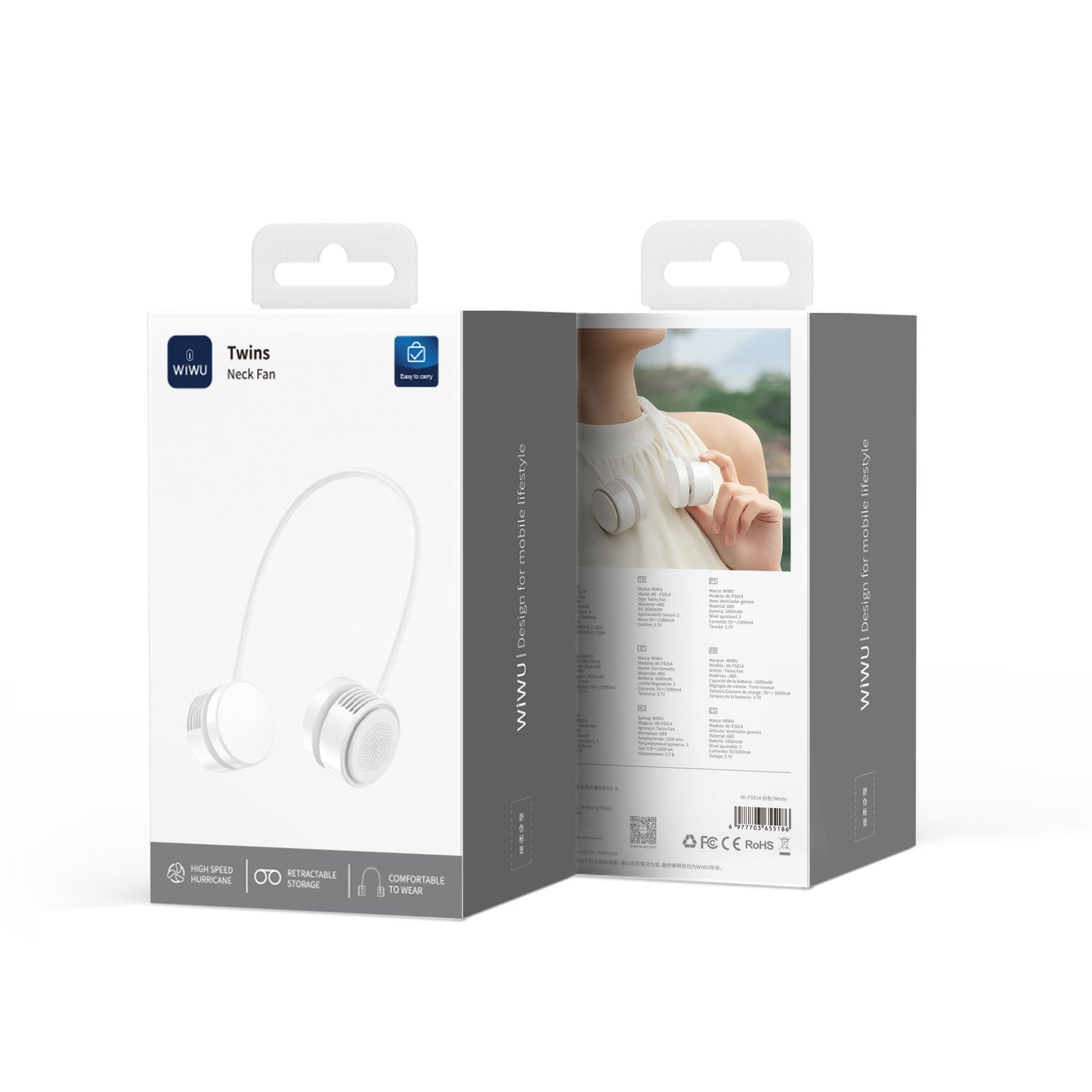 Wiwu Wi-FS014 Twins Neck Taşınabilir Şarjlı Boyun Askılı Fan