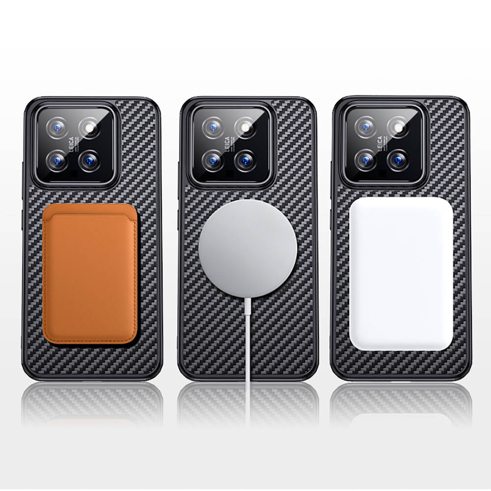 Xiaomi Mi 14 Kılıf Aramid Karbon Fiber M-safe Özellikli Wlons Radison Kapak
