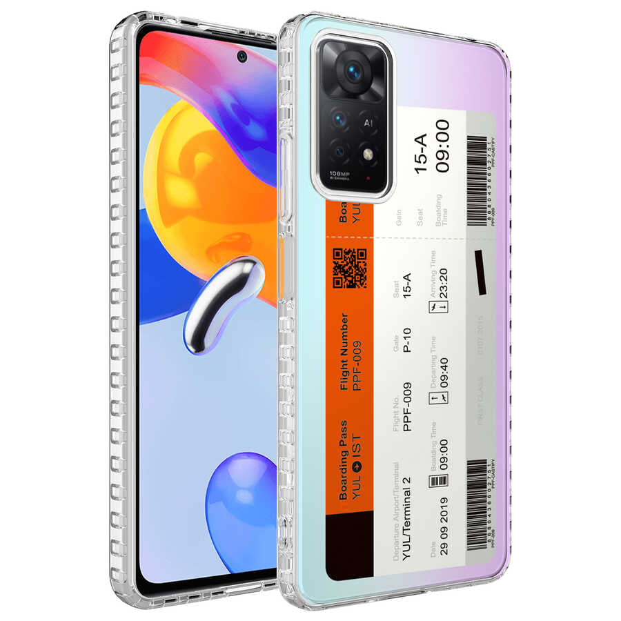 Xiaomi Redmi Note 11 Global Kılıf Airbag Kenarlı Renkli Desenli Silikon Zore Elegans Kapak