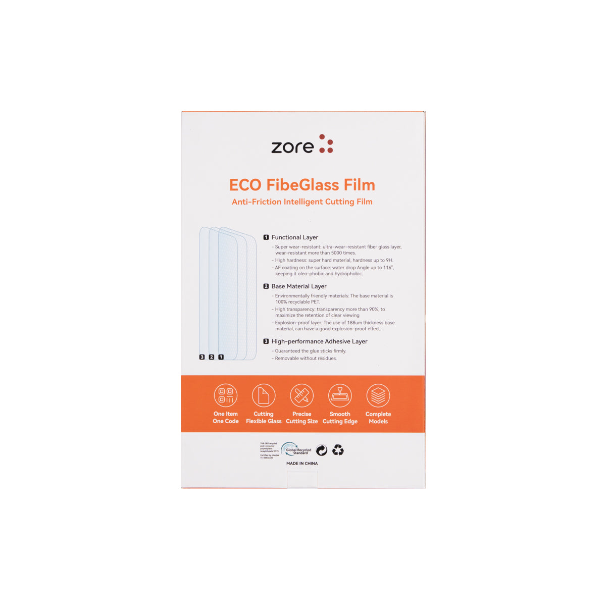 Zore High Wear Resistance 8H Fibe Glass Film 196mm x 125mm 10 Adet