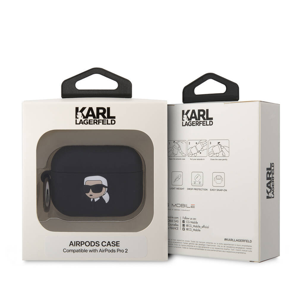 Apple Airpods Pro 2 Kılıf Karl Lagerfeld Orjinal Lisanslı Karl 3D Silikon Kapak - 5