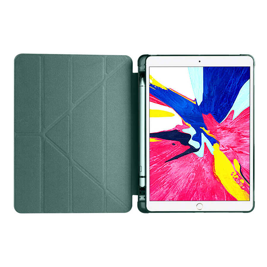 Apple iPad 10.2 2021 (9.Nesil) Kılıf Zore Tri Folding Kalem Bölmeli Standlı Kılıf - 11