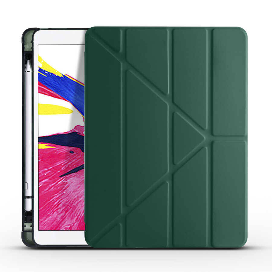 Apple iPad 10.2 2021 (9.Nesil) Kılıf Zore Tri Folding Kalem Bölmeli Standlı Kılıf - 14