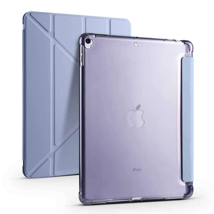 Apple iPad 10.2 2021 (9.Nesil) Kılıf Zore Tri Folding Kalem Bölmeli Standlı Kılıf - 5