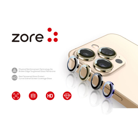 Apple iPhone 12 Pro Max Zore CL-12 Premium Safir Parmak İzi Bırakmayan Anti-Reflective Kamera Lens Koruyucu - 12