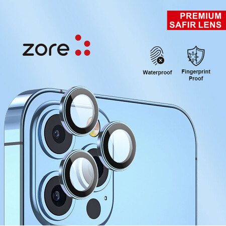 Apple iPhone 13 Pro Max Zore CL-12 Premium Safir Parmak İzi Bırakmayan Anti-Reflective Kamera Lens Koruyucu - 10