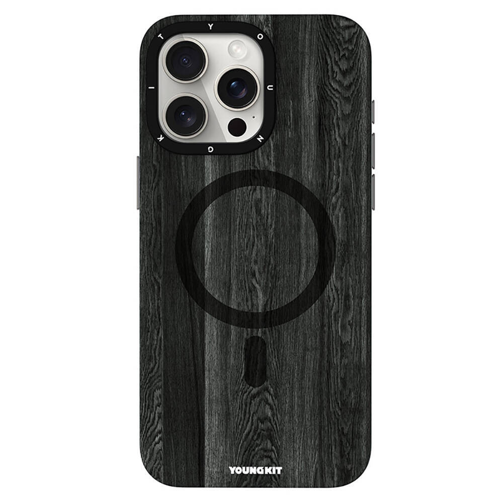 Apple iPhone 14 Pro Kılıf Magsafe Şarj Özellikli Sararmaya Dayanıklı Youngkit Wood Forest Serisi Kapak - 1