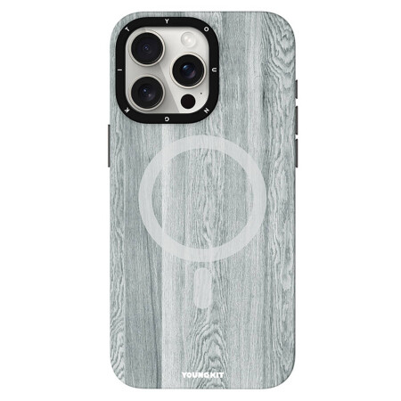 Apple iPhone 14 Pro Max Kılıf Magsafe Şarj Özellikli Sararmaya Dayanıklı Youngkit Wood Forest Serisi Kapak - 3