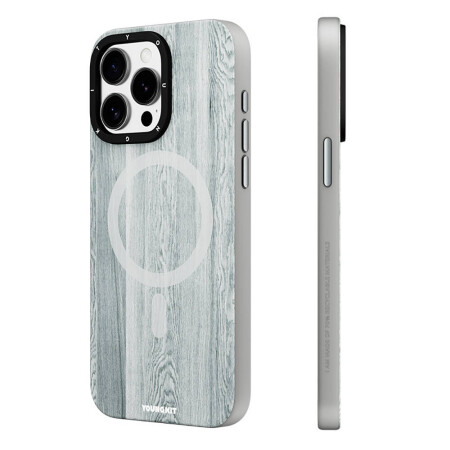 Apple iPhone 15 Pro Kılıf Magsafe Şarj Özellikli Sararmaya Dayanıklı Youngkit Wood Forest Serisi Kapak - 4