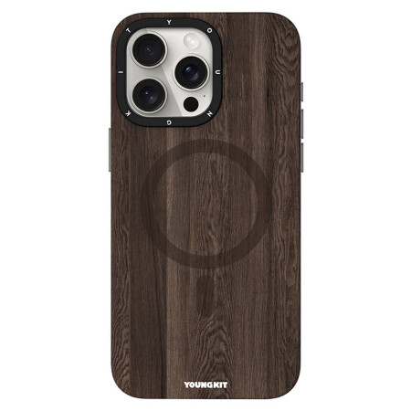 Apple iPhone 15 Pro Kılıf Magsafe Şarj Özellikli Sararmaya Dayanıklı Youngkit Wood Forest Serisi Kapak - 2
