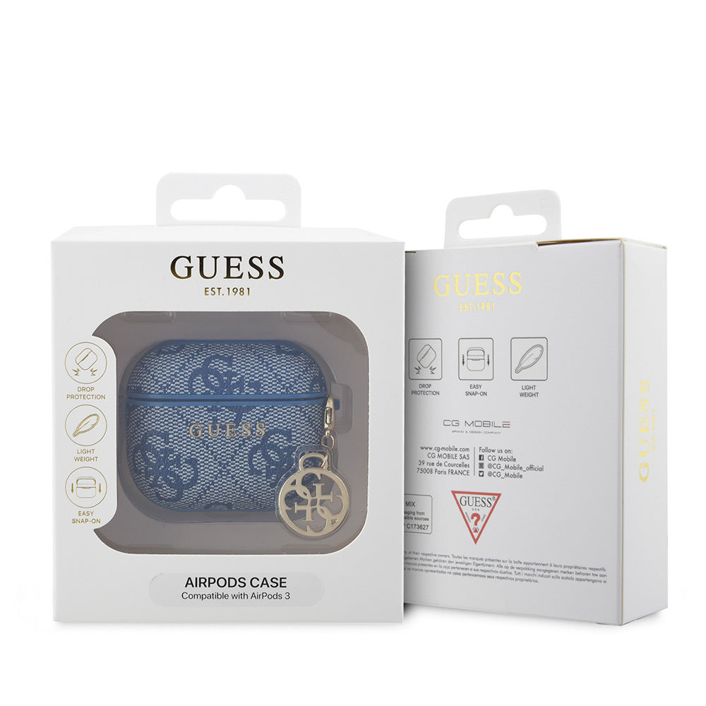 Airpods 3.Nesil Kılıf Guess Orjinal Lisanslı PU Deri 4G Desenli 4G Sade Askılı Kılıf