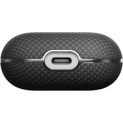 Airpods 4 Kılıf 1500D Aramid Fiber Pitaka Ultra-Slim Classic Serisi Black-Grey Twill Kapak
