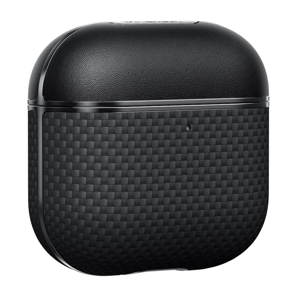 Airpods 4 Kılıf 1500D Aramid Fiber Pitaka Ultra-Slim Classic Serisi Black-Grey Twill Kapak