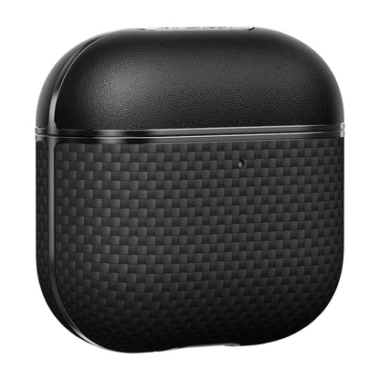 Airpods 4 Kılıf 1500D Aramid Fiber Pitaka Ultra-Slim Classic Serisi Black-Grey Twill Kapak