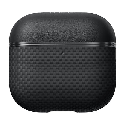 Airpods 4 Kılıf 1500D Aramid Fiber Pitaka Ultra-Slim Classic Serisi Black-Grey Twill Kapak