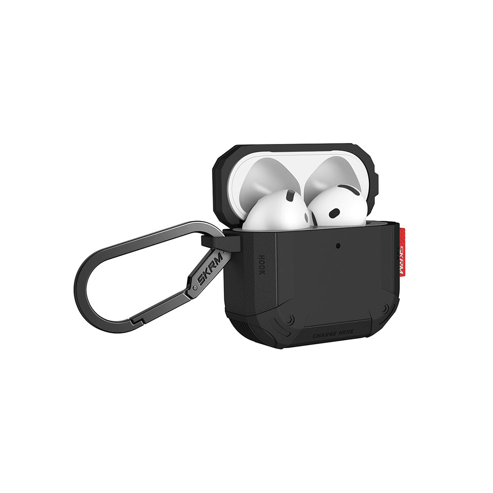 Airpods 4 Kılıf Airbagli Yivli Köşe Tasarımlı 360 Derece Tam Koruma Skinarma Mecha CE Kılıf