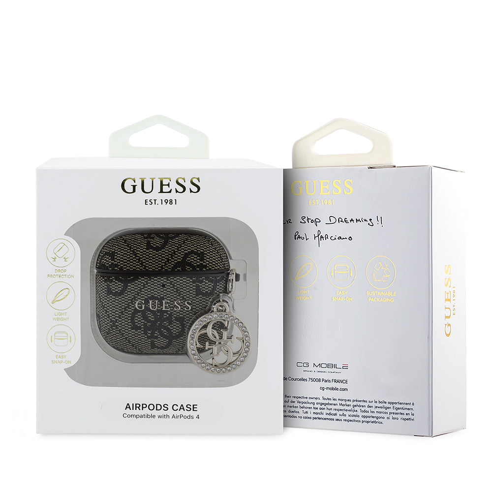 Airpods 4 Kılıf Guess Orjinal Lisanslı 4G Desenli Taşlı 4G Süs Zincirli Kapak
