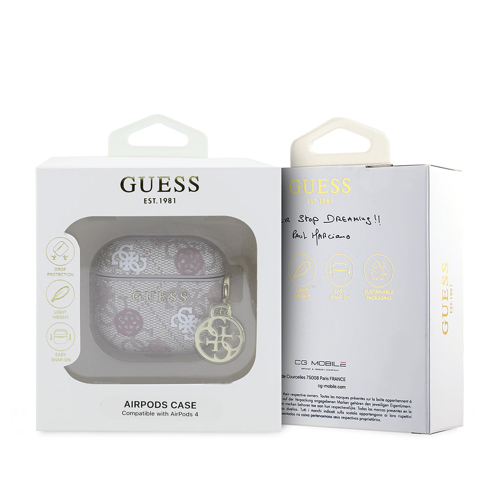 Airpods 4 Kılıf Guess Orjinal Lisanslı 4G Desenli Yazı Logolu Peony Kapak