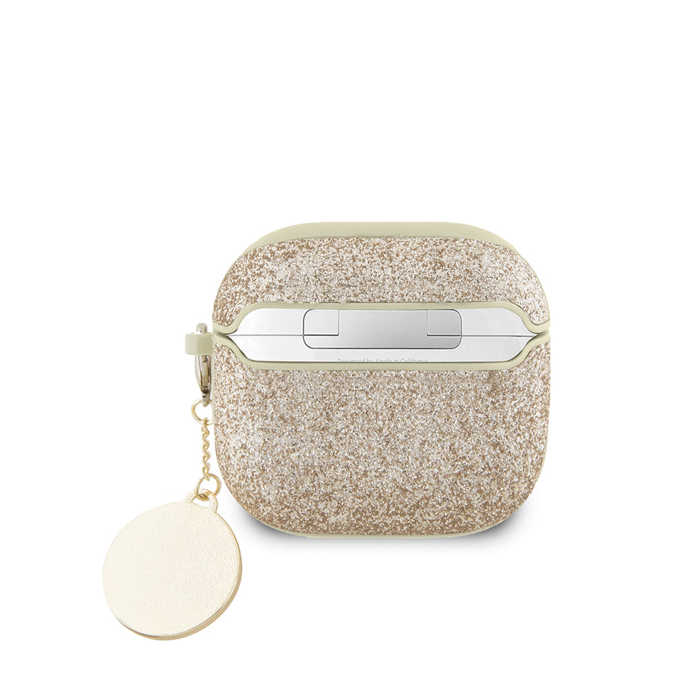Airpods 4 Kılıf Guess Orjinal Lisanslı Glitter Elmas Kalp Süs Zincirli Kapak