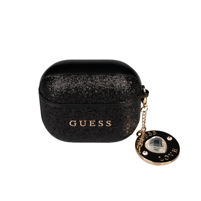 Airpods 4 Kılıf Guess Orjinal Lisanslı Glitter Elmas Kalp Süs Zincirli Kapak
