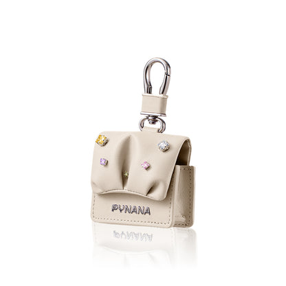 Airpods 4 Kılıf PU Deri Çanta Tasarımlı Taşlı Pynana Sugar Cube Serisi Kapak