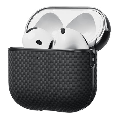 Airpods Pro 2 Kılıf 1500D Aramid Fiber Pitaka Ultra-Slim Classic Serisi Black-Grey Twill Kapak