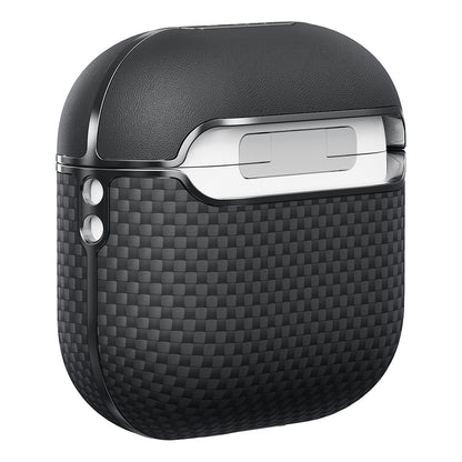 Airpods Pro 2 Kılıf 1500D Aramid Fiber Pitaka Ultra-Slim Classic Serisi Black-Grey Twill Kapak