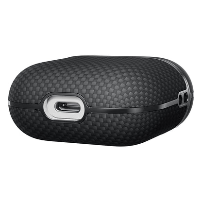 Airpods Pro 2 Kılıf 1500D Aramid Fiber Pitaka Ultra-Slim Classic Serisi Black-Grey Twill Kapak