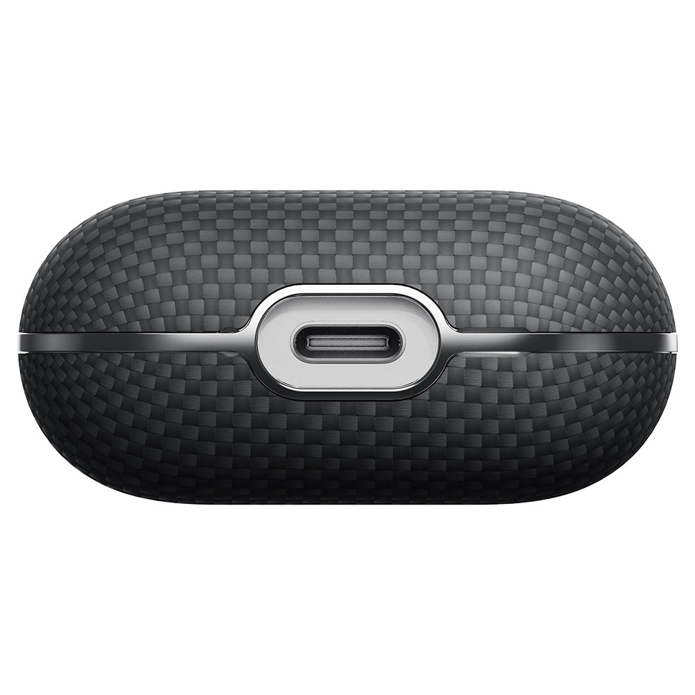 Airpods Pro 2 Kılıf 1500D Aramid Fiber Pitaka Ultra-Slim Classic Serisi Black-Grey Twill Kapak