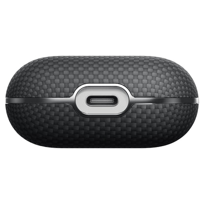 Airpods Pro 2 Kılıf 1500D Aramid Fiber Pitaka Ultra-Slim Classic Serisi Black-Grey Twill Kapak