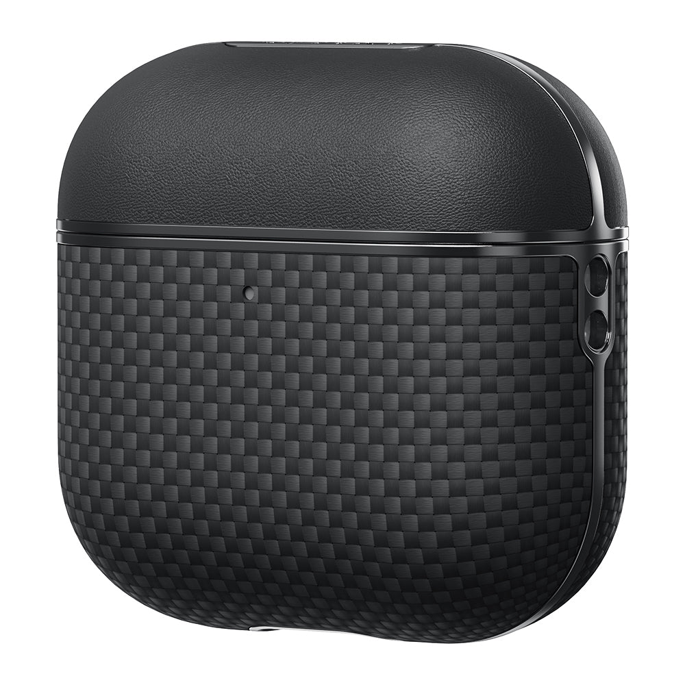 Airpods Pro 2 Kılıf 1500D Aramid Fiber Pitaka Ultra-Slim Classic Serisi Black-Grey Twill Kapak