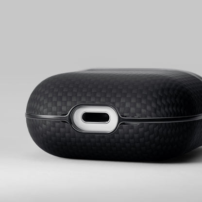 Airpods Pro 2 Kılıf 1500D Aramid Fiber Pitaka Ultra-Slim Classic Serisi Black-Grey Twill Kapak