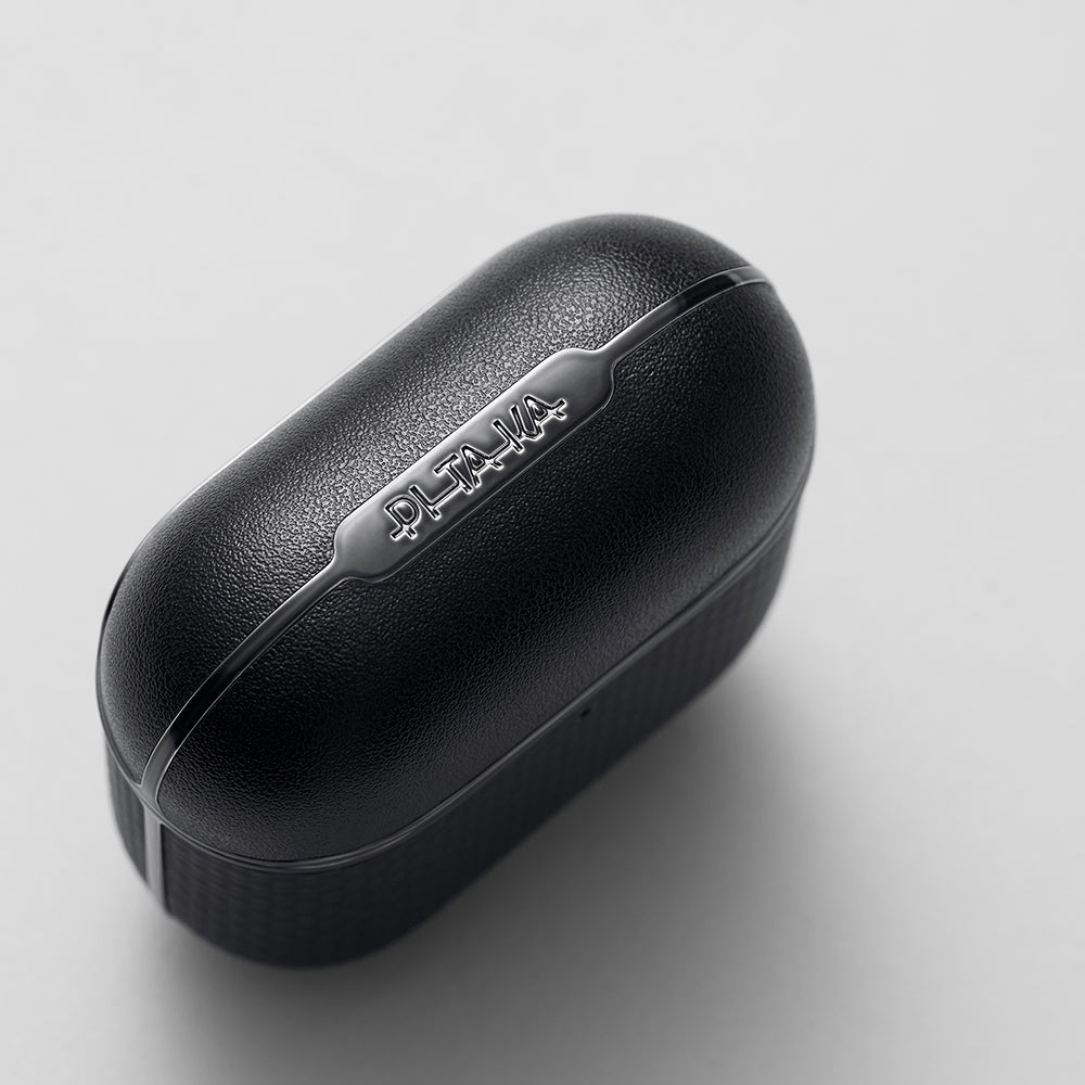 Airpods Pro 2 Kılıf 1500D Aramid Fiber Pitaka Ultra-Slim Classic Serisi Black-Grey Twill Kapak