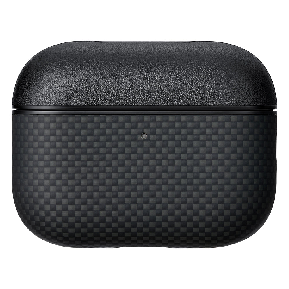 Airpods Pro 3 Kılıf 1500D Aramid Fiber Pitaka Ultra-Slim Classic Serisi Black-Grey Twill Kapak