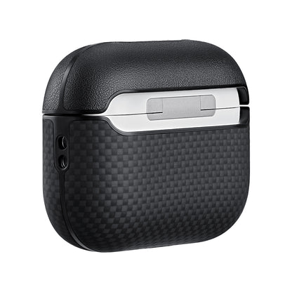 Airpods Pro 3 Kılıf 1500D Aramid Fiber Pitaka Ultra-Slim Classic Serisi Black-Grey Twill Kapak
