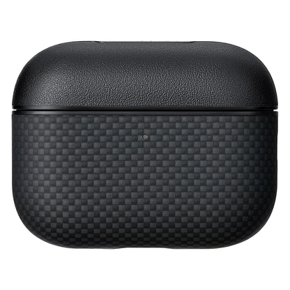 Airpods Pro 3 Kılıf 1500D Aramid Fiber Pitaka Ultra-Slim Classic Serisi Black-Grey Twill Kapak