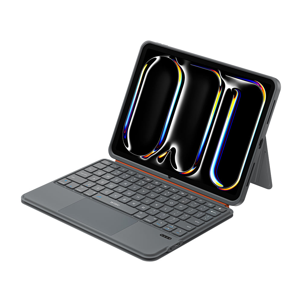 Apple iPad Air 10.9 2022 (5.Nesil) Wiwu MK-005 Combo 3in1 Kalem Bölmeli Klavyeli Standlı Kılıf