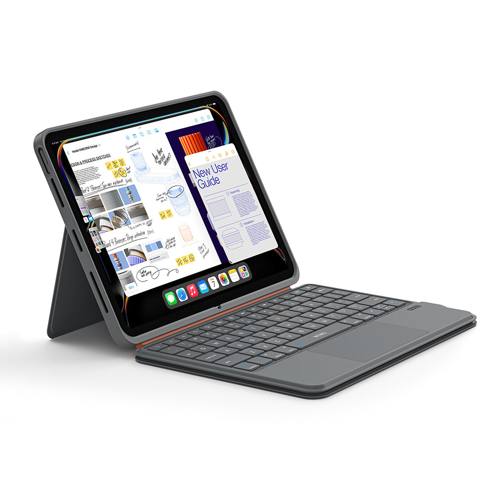 Apple iPad Air 10.9 2022 (5.Nesil) Wiwu MK-005 Combo 3in1 Kalem Bölmeli Klavyeli Standlı Kılıf
