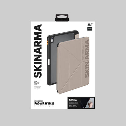 iPad Air 11 2024 Kılıf SkinArma Kabartma Baskı Tasarımlı 360 Tam Koruma Arkası Şeffaf Standlı Gamma Kılıf