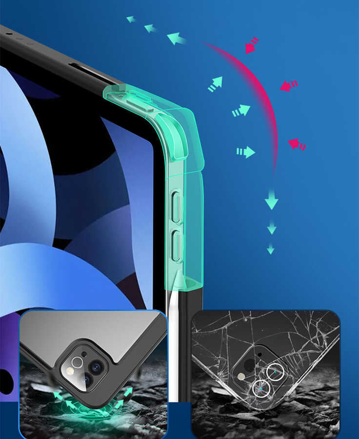 Apple iPad Air 11 2025 M3 Kılıf Zore Nort Arkası Şeffaf Standlı Kılıf