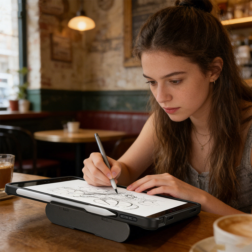 Apple iPad Pro 11 2018 Mutural AlloyKick Serisi Kalem Bölmeli Alüminyum Standlı Tablet Kılıfı