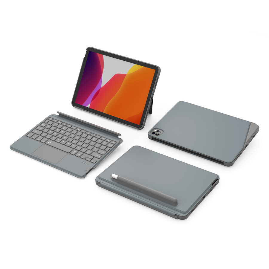 iPad Pro 11 2018 Wiwu Combo Led Işıklı Magnetik Standlı Klavyeli Kılıf