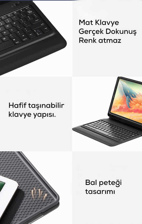iPad Pro 11 2020 (2.Nesil) Wiwu Keyboard Folio Kablosuz Klavyeli Kılıf