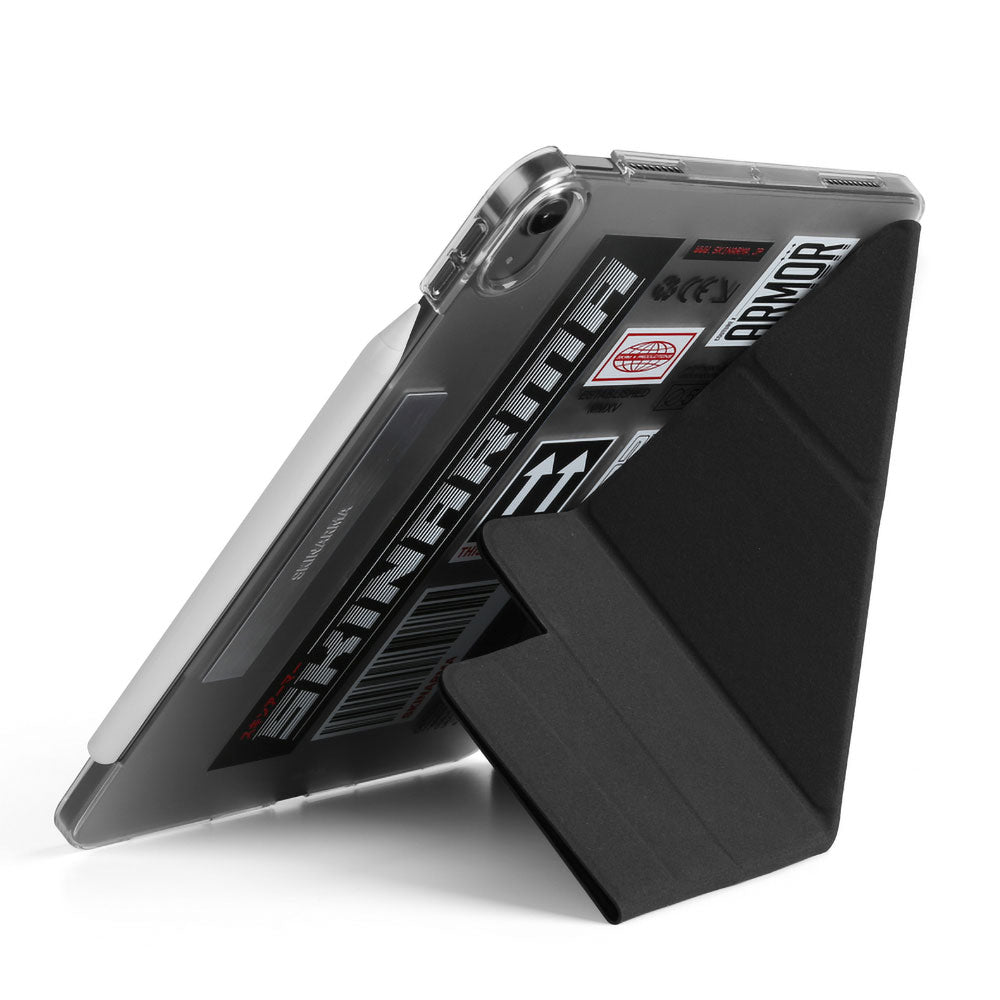 iPad Pro 11 2024 Kılıf SkinArma Sticker Tasarımlı Kalemlikli Arkası Şeffaf Standlı Magnetik Taito Kılıf