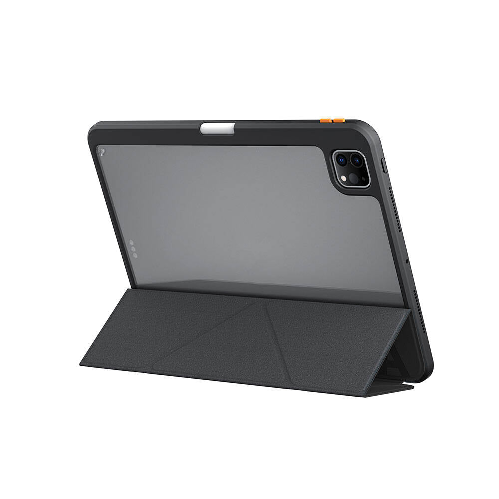 iPad Pro 11 2025 M5 Kılıf SkinArma Kabartma Baskı Tasarımlı 360 Tam Koruma Arkası Şeffaf Standlı Gamma Kılıf