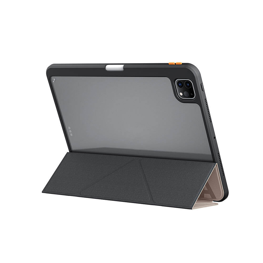 iPad Pro 11 2025 M5 Kılıf SkinArma Kabartma Baskı Tasarımlı 360 Tam Koruma Arkası Şeffaf Standlı Gamma Kılıf
