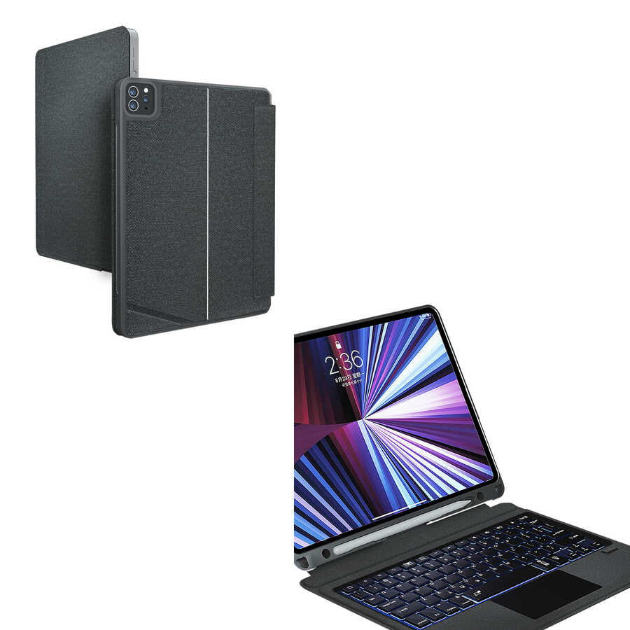 iPad Pro 12.9 2018 (3.Nesil) Wiwu Mag Touch Klavyeli Standlı Kılıf