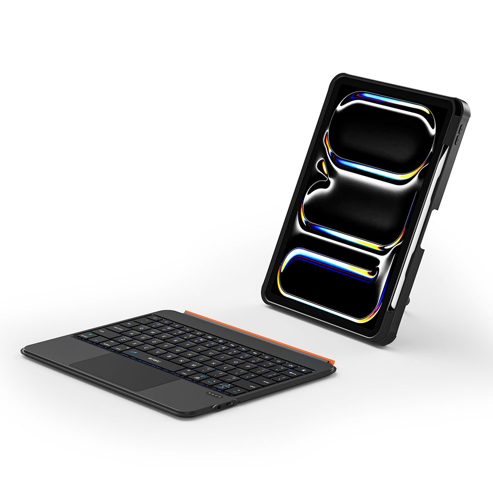 iPad Pro 12.9 2021 (5.Nesil) Wiwu MK-007 Combo Pro Kalem Bölmeli Klavyeli Standlı Kılıf