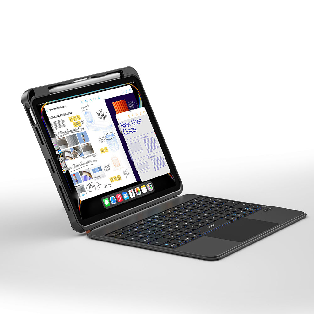 iPad Pro 12.9 2021 (5.Nesil) Wiwu MK-007 Combo Pro Kalem Bölmeli Klavyeli Standlı Kılıf