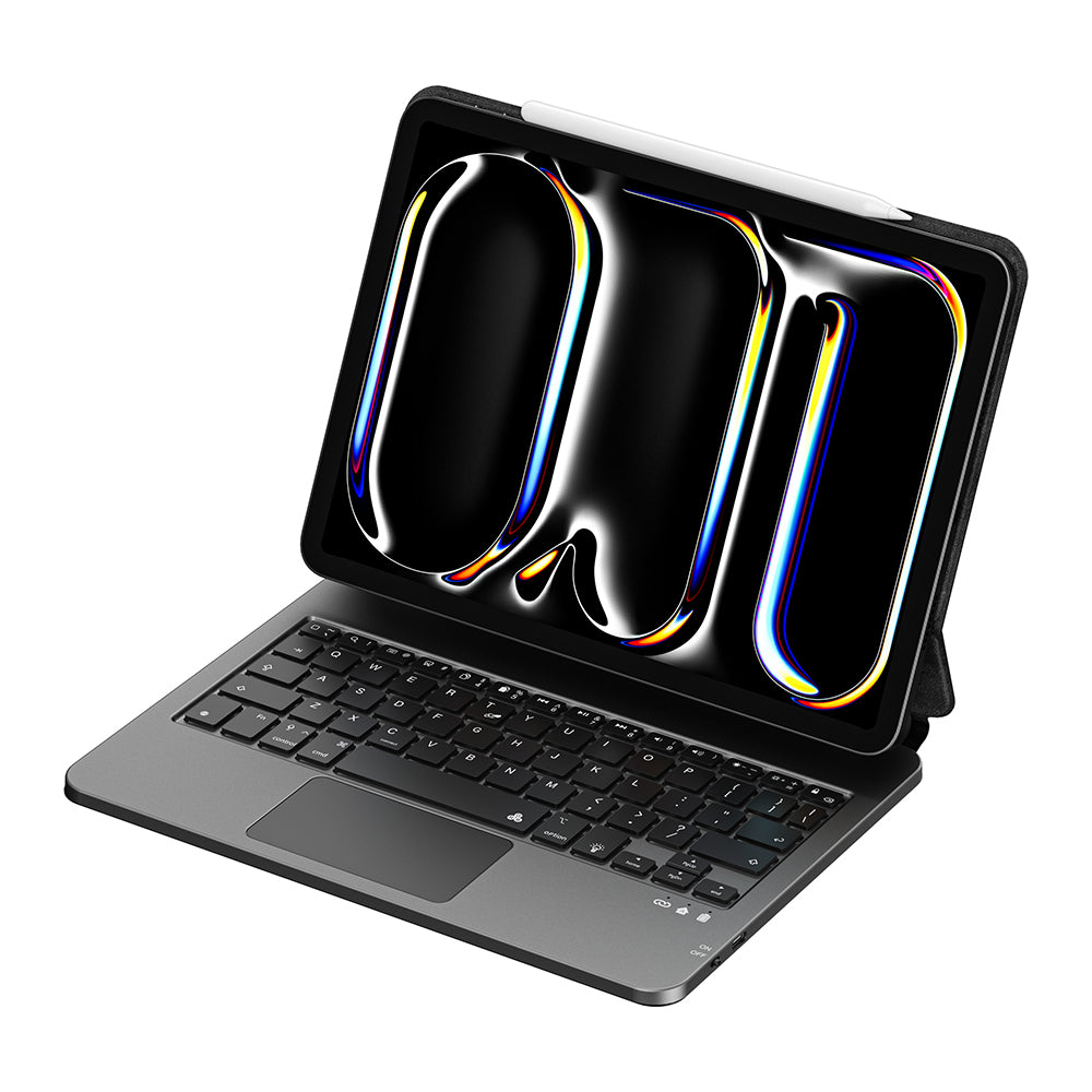 iPad Pro 13 2024 Wiwu MK-003 Gizli Kalem Bölmeli Klavyeli Standlı Kılıf